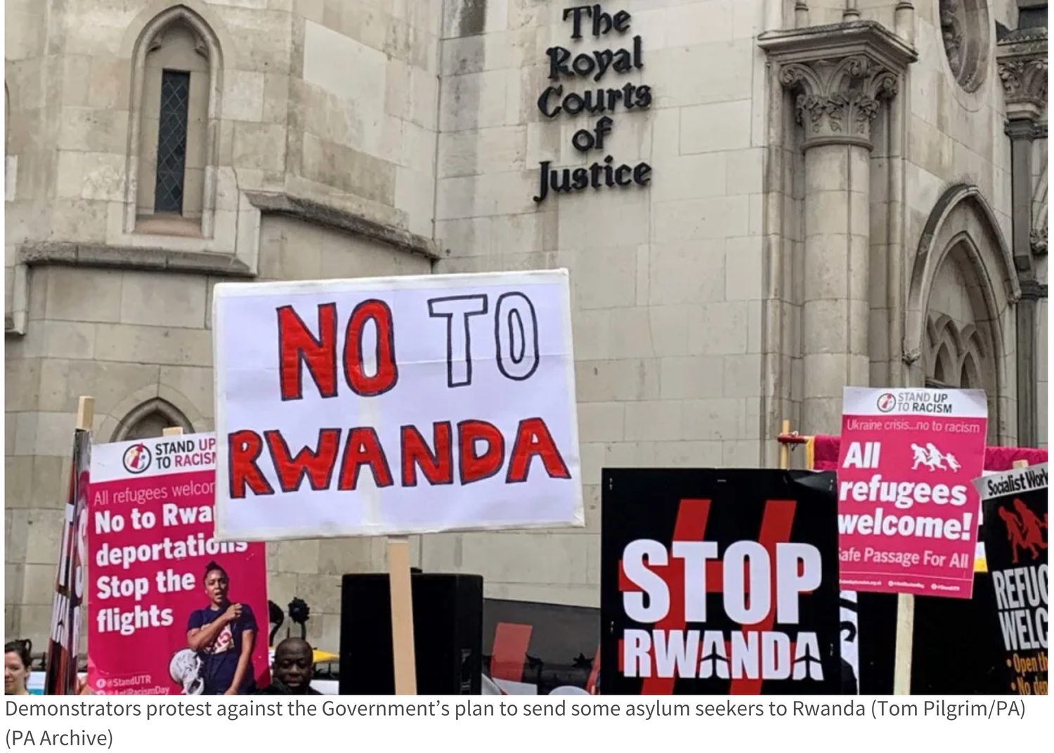 Demonstrators protest against the Government’s plan to send some asylum seekers to Rwanda