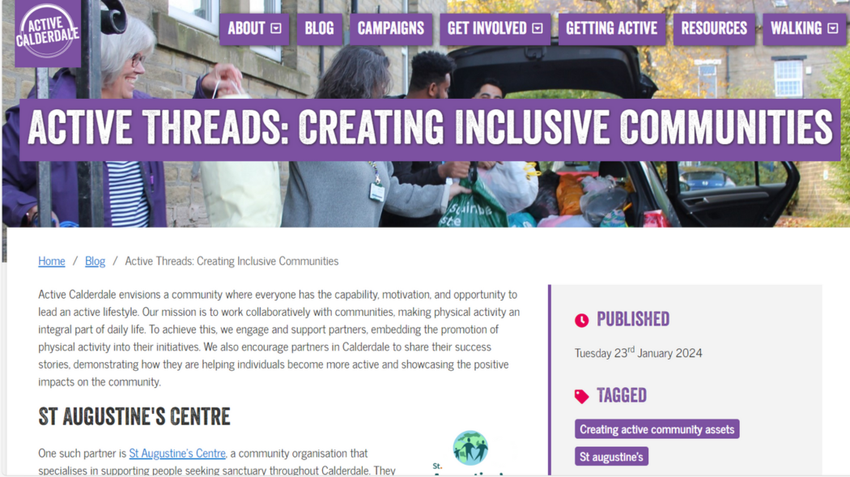 Image of the blog and title: "Active Threads: Creating Inclusive Communities"