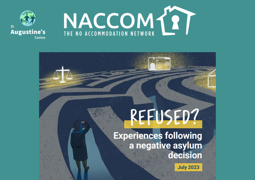 Poster for the NACCOM report ' Refused? Experiences following a negative asylum decision'