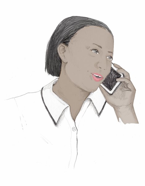 illustration of a woman on a mobile phone