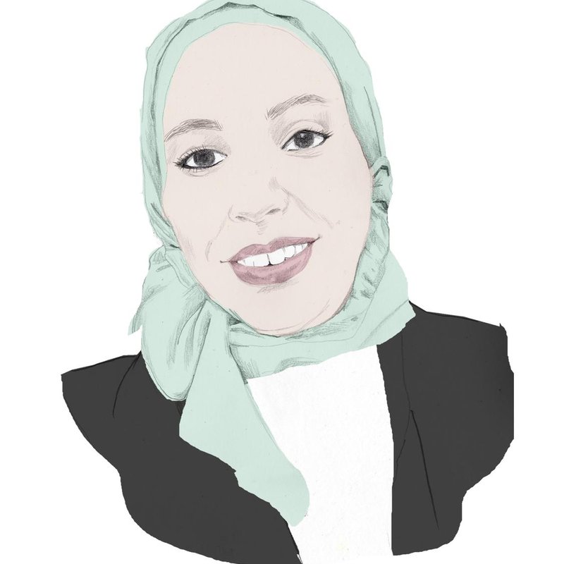 illustration of a woman wearing a green hijab