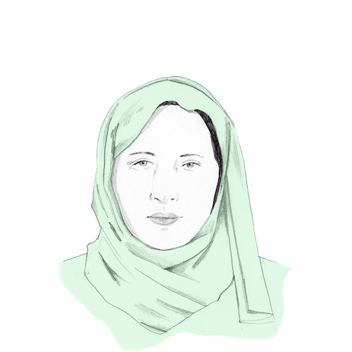 Illustration of woman with head covering