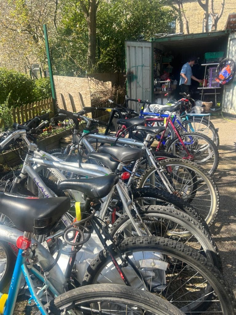 a row of about 10 bikes